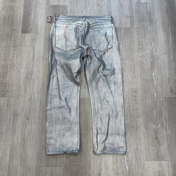 Agolde 90’s Metallic Silver High-Rise Straight Leg Jeans - Size 33 - Picture 4 of 5